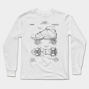 Roller Skates Patent - Derby Fan Skater Art - White Long Sleeve T-Shirt